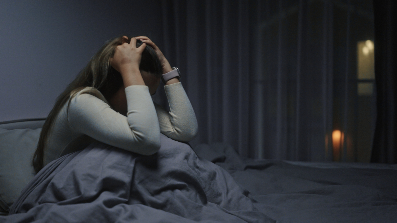 Woman Depression And Anxiety At Night